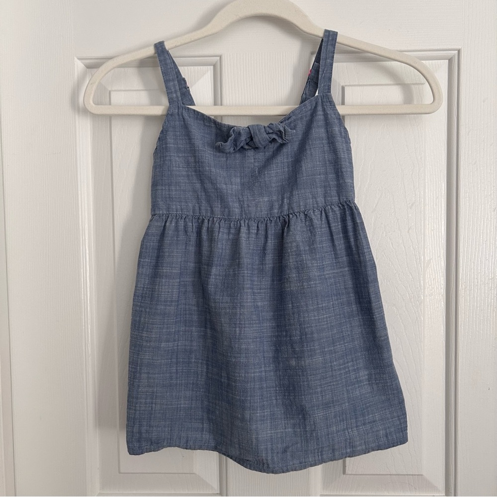 NWOT Cat & Jack Girls Chambray Tank Top w/Bow size 7/8 medium